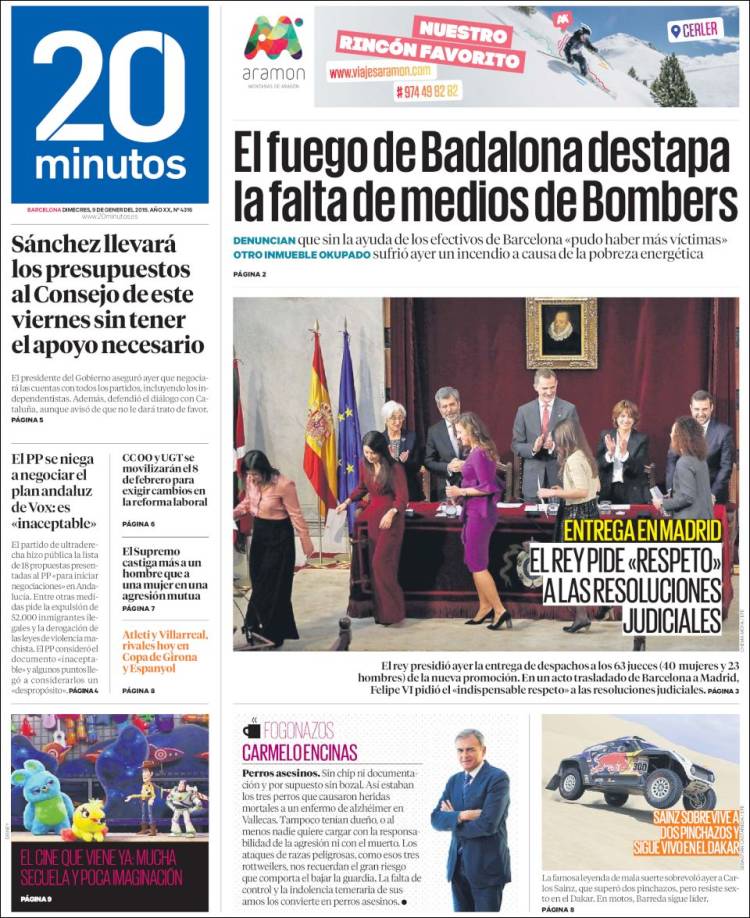 Portada de 20 Minutos - Barcelona (Espa&ntilde;a)