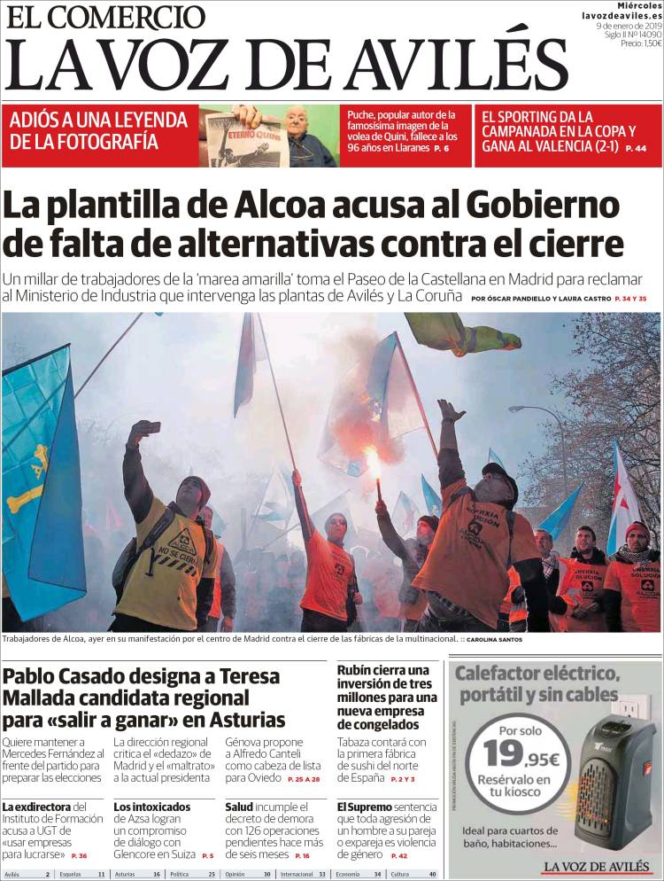 Portada de El Comercio - Avilés (Espa&ntilde;a)