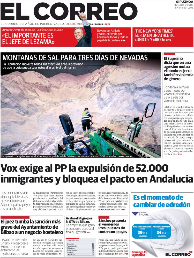 Portada de El Correo - Guipuzcoa (Espa&ntilde;a)