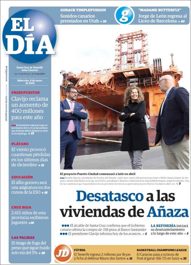 Portada de El Día (Espa&ntilde;a)