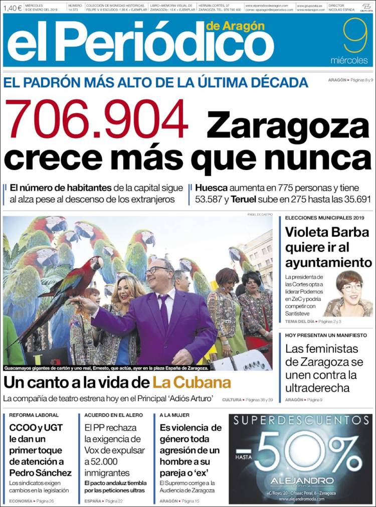 Portada de El Periódico de Aragón (Espa&ntilde;a)