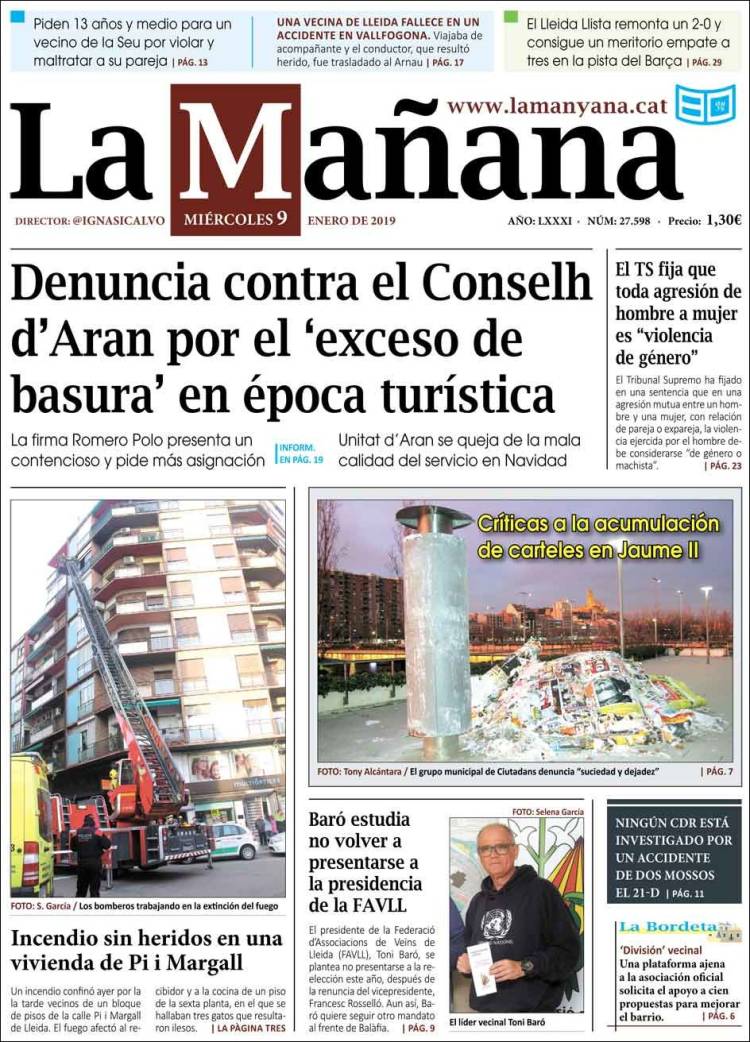 Portada de La Mañana - Diari de Ponent (Espa&ntilde;a)