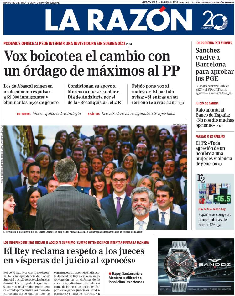 Portada de La Razón (Espa&ntilde;a)