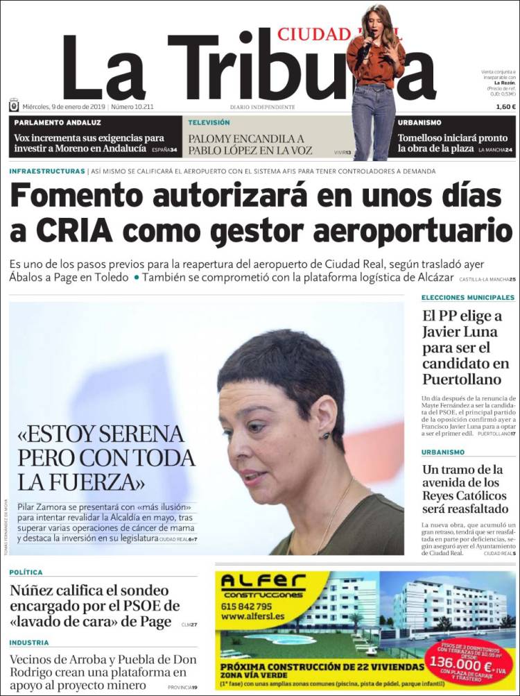 Portada de La Tribuna de Ciudad Real (Espa&ntilde;a)