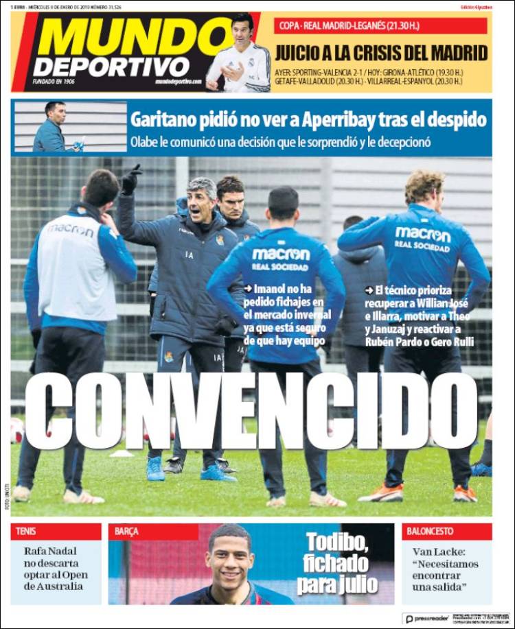 Portada de Mundo Deportivo Gipuzkoa (Espa&ntilde;a)
