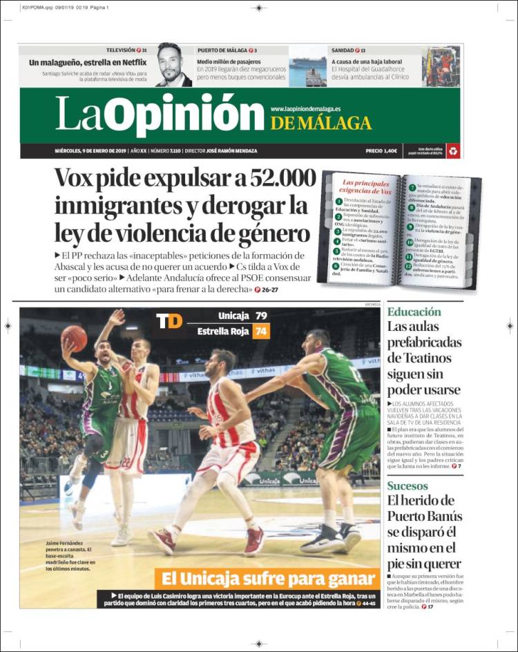 Portada de La Opinión de Málaga (Espa&ntilde;a)