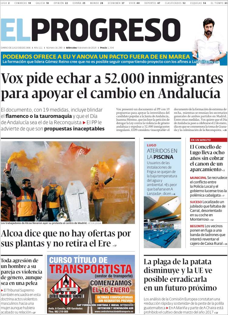 Portada de El Progreso (Espa&ntilde;a)
