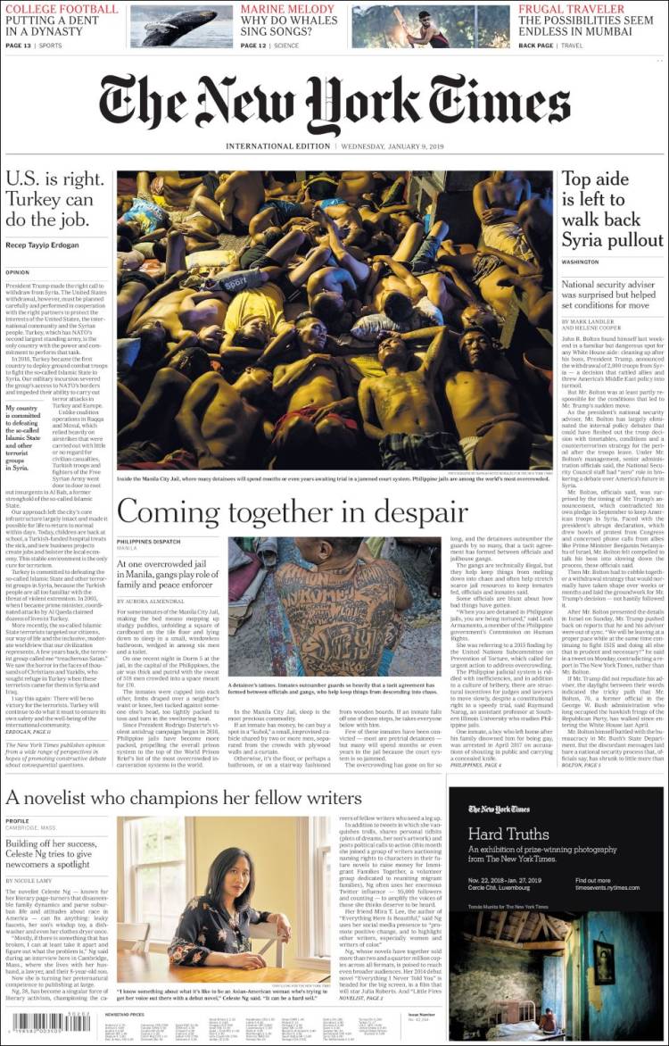 Portada de International New York Times (Europa)