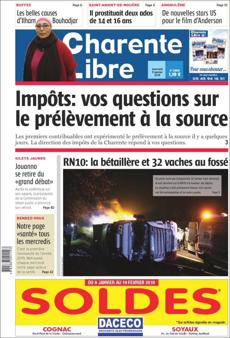 Portada de Charente Libre (Francia)