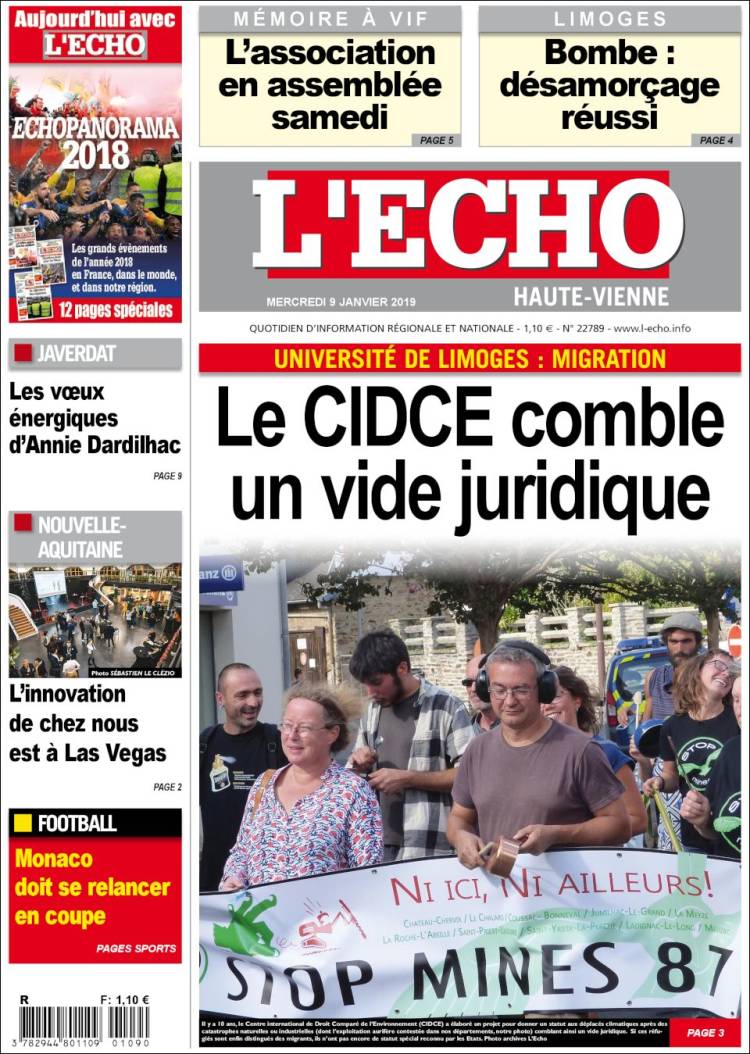 Portada de L'Echo de la Haute-Vienne (Francia)