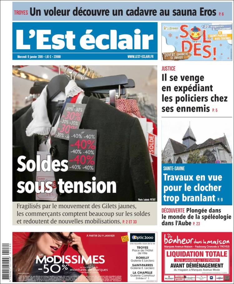 Portada de L'Est Eclair (Francia)