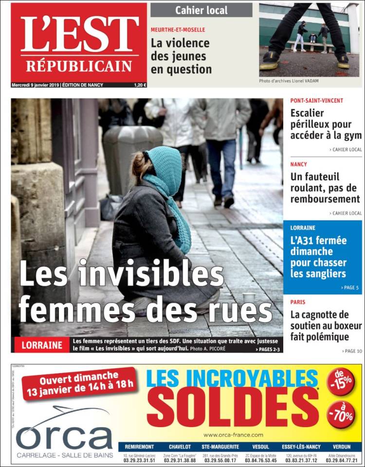 Portada de L'Est Republicain (Francia)