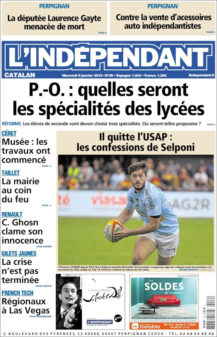 Portada de Le Indépendant (Francia)