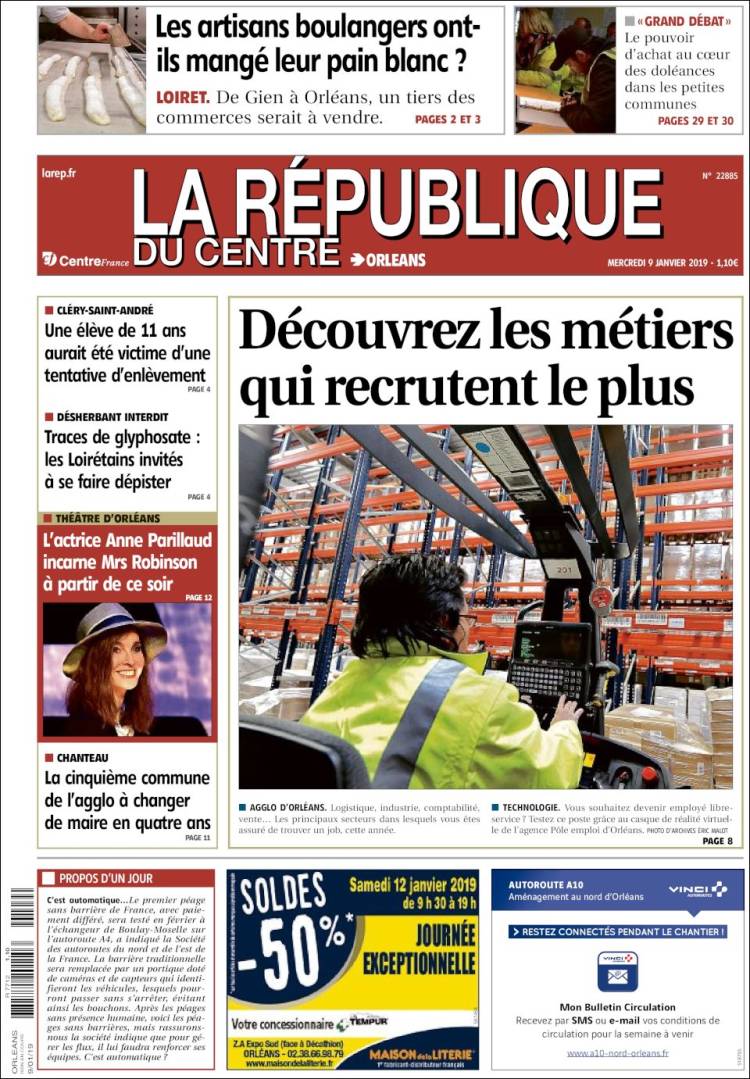 Portada de La République du Centre (Francia)