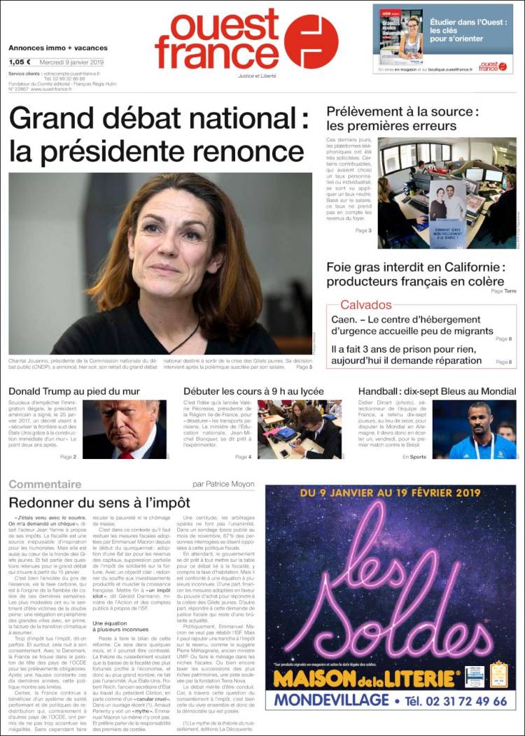 Portada de Ouest France (Francia)
