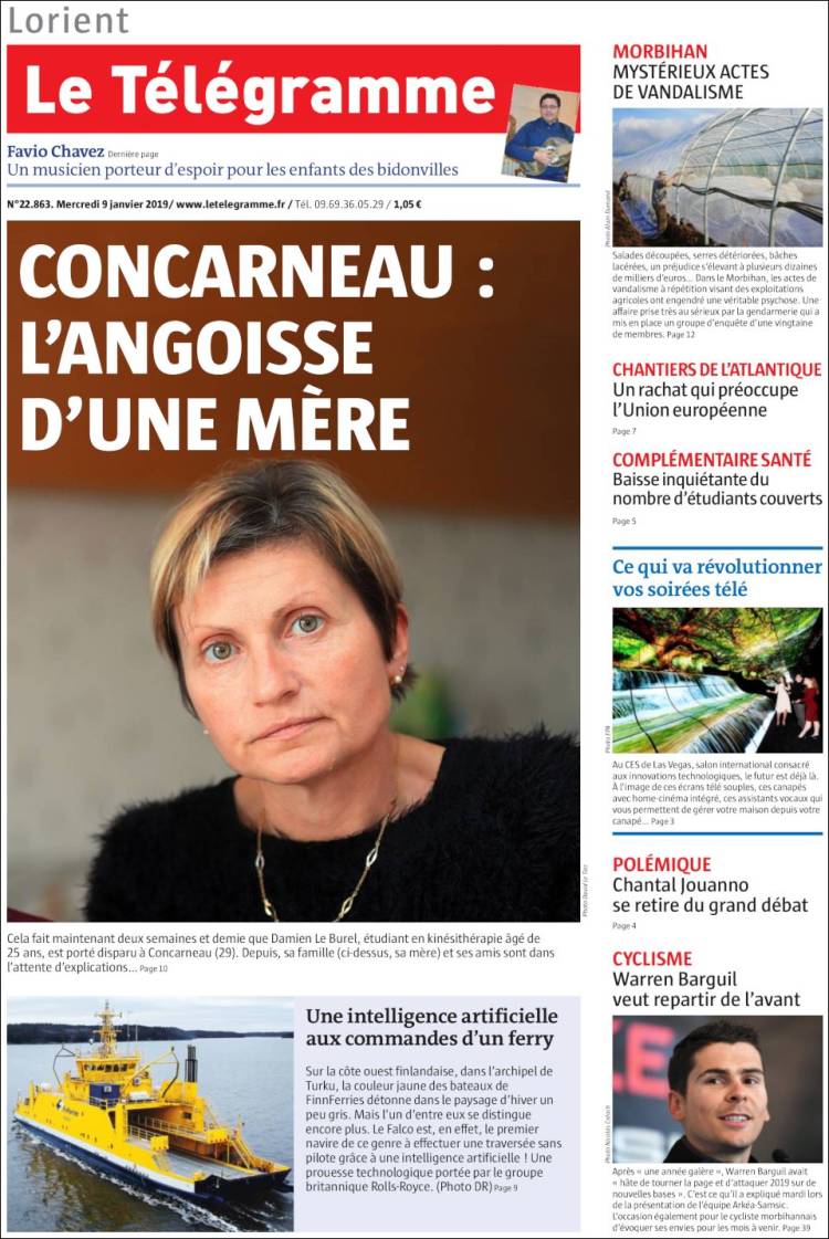 Portada de Télégramme (Francia)