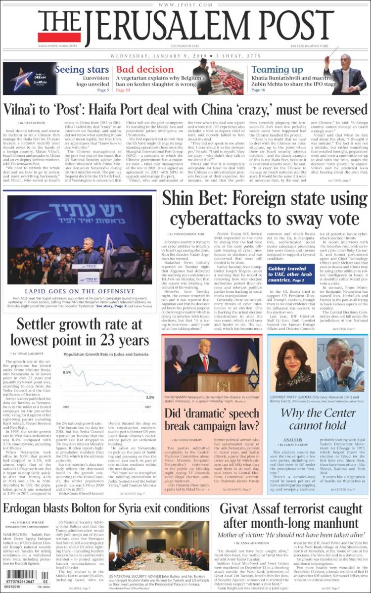 Portada de The Jerusalem Post (Israel)