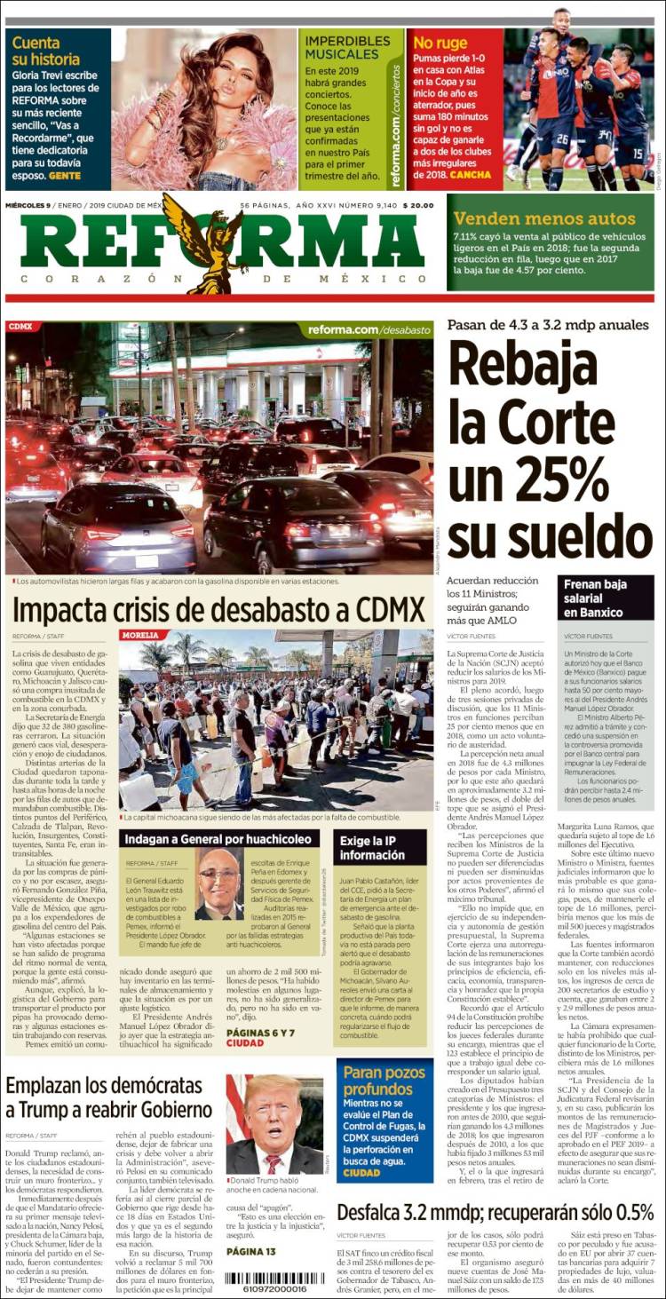 Portada de Reforma (México)