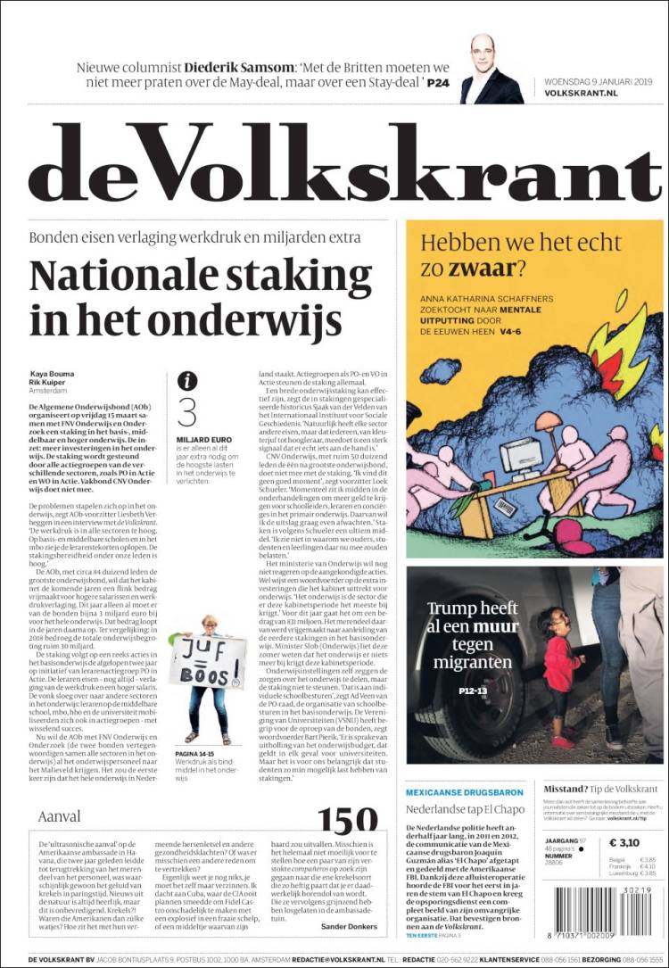 Portada de De Volkskrant (Pa&iacute;ses Bajos)