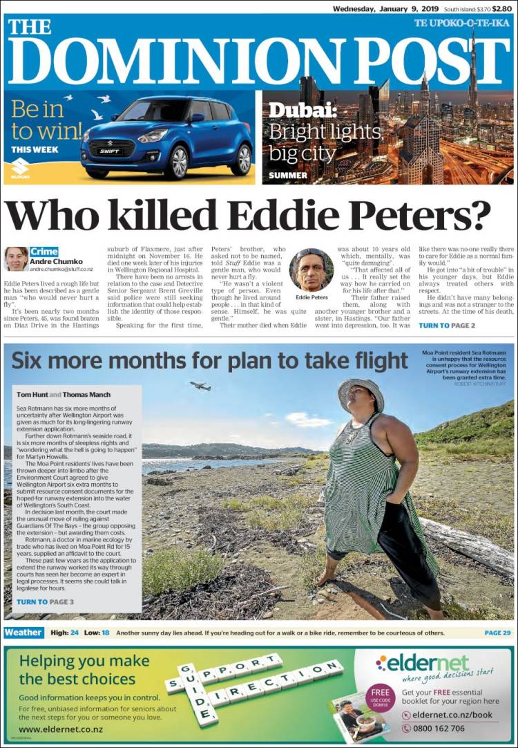 Portada de The Dominion Post (Nueva Zelanda)