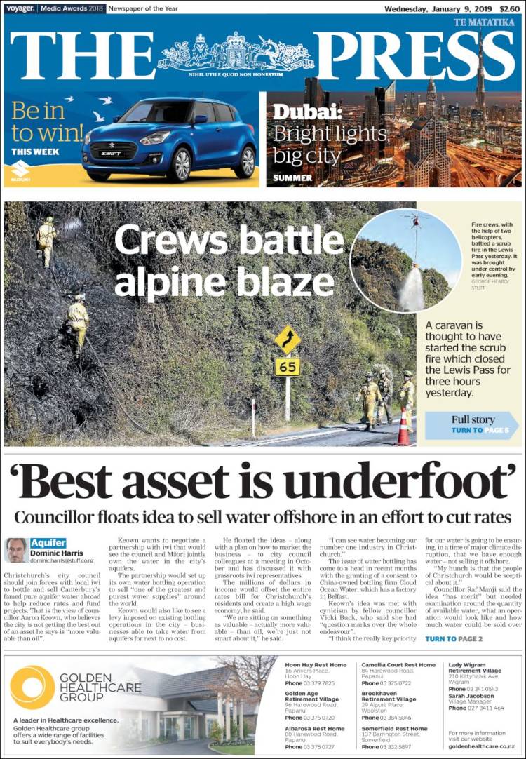 Portada de The Press (Nueva Zelanda)