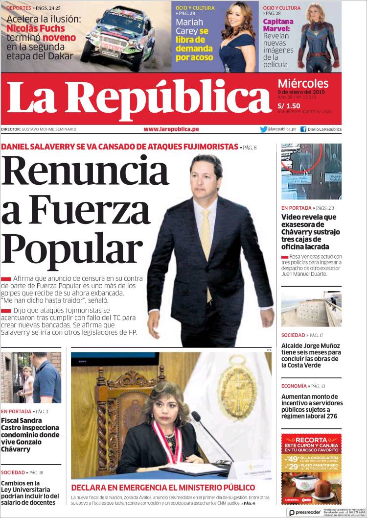 Portada de La Republica (Per&uacute;)