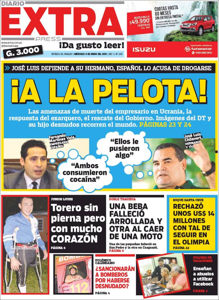 Portada de Diario Extra (Paraguay)