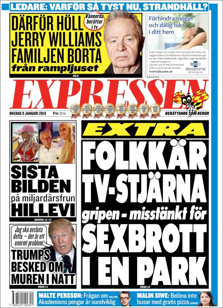 Portada de Expressen (Suecia)