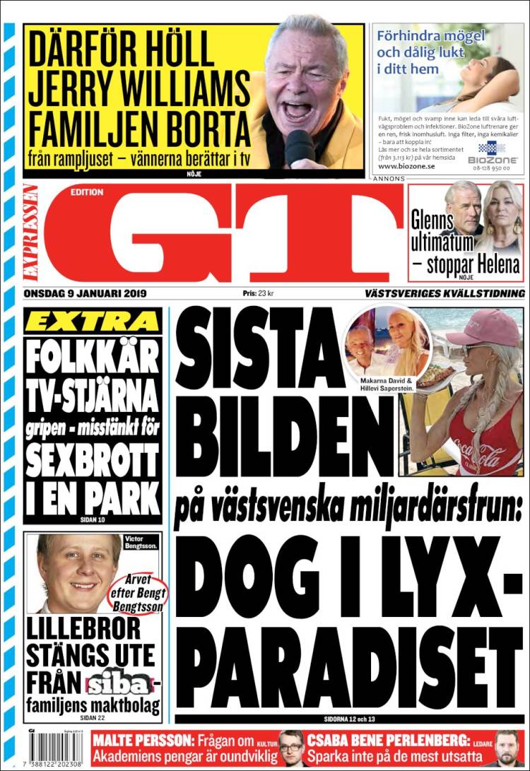 Portada de Göteborgstidningen (Suecia)