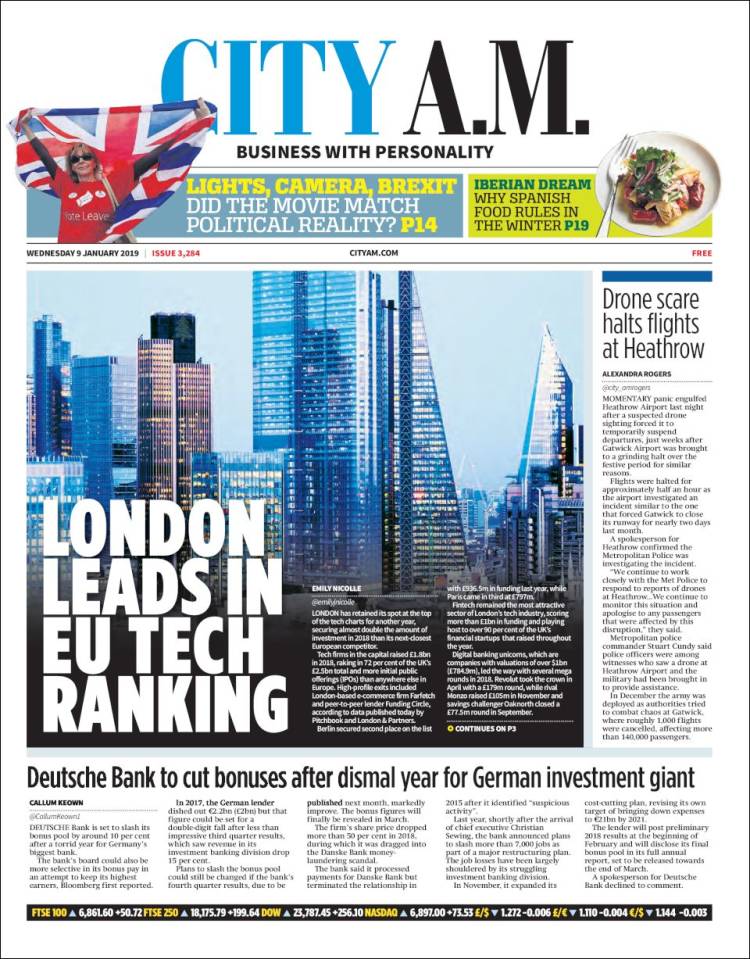 Portada de City A.M. (Reino Unido)