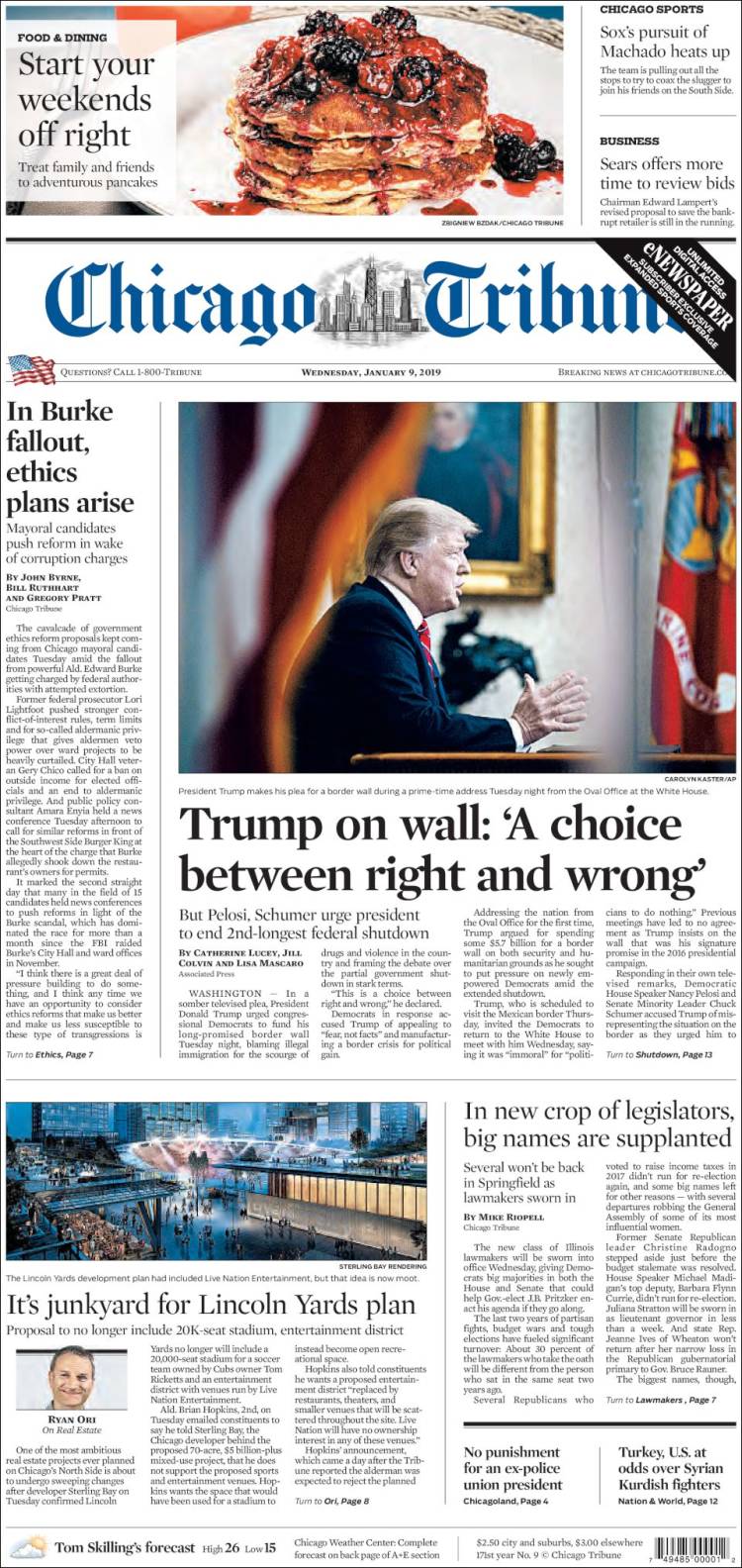 Portada de Chicago Tribune (USA)