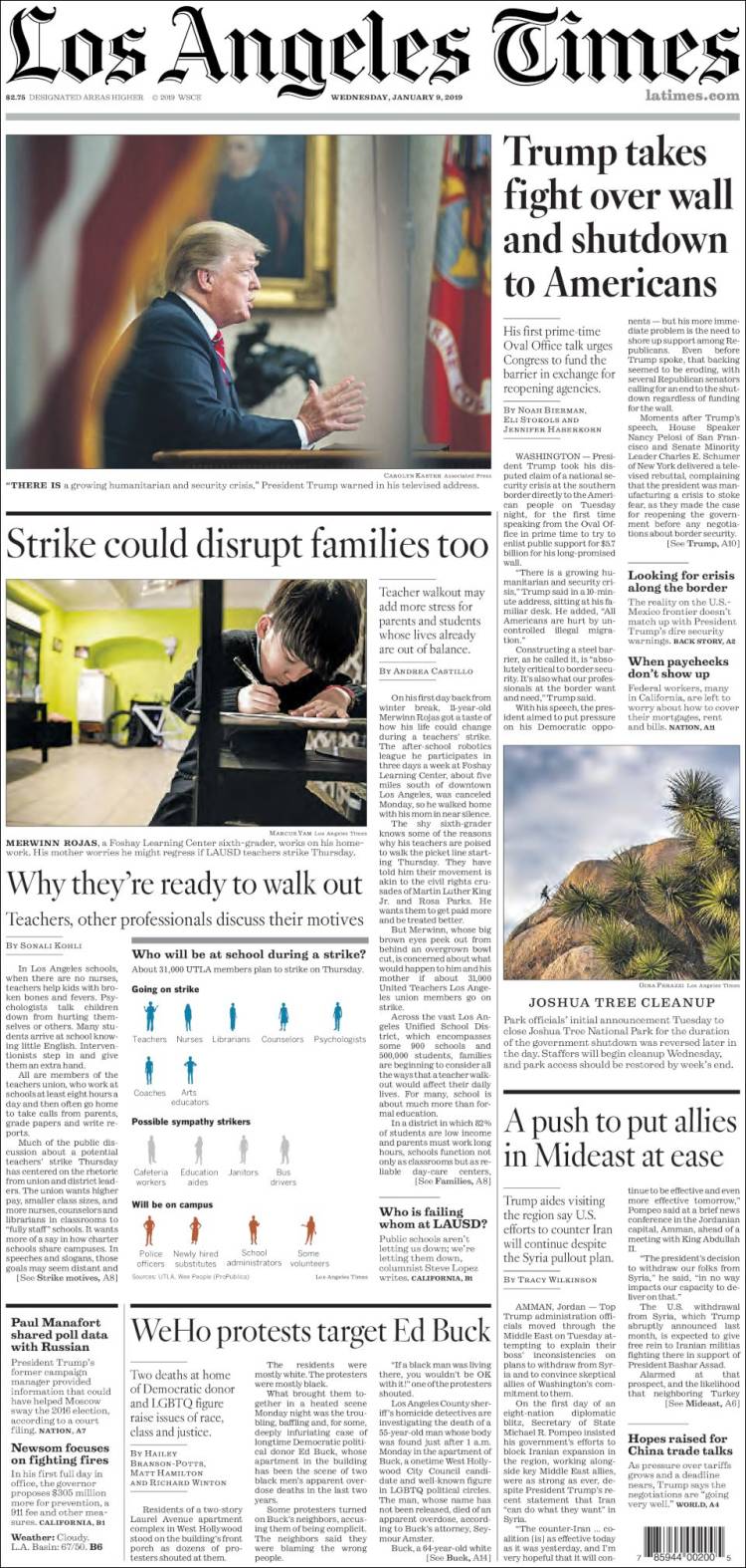 Portada de Los Angeles Times (USA)