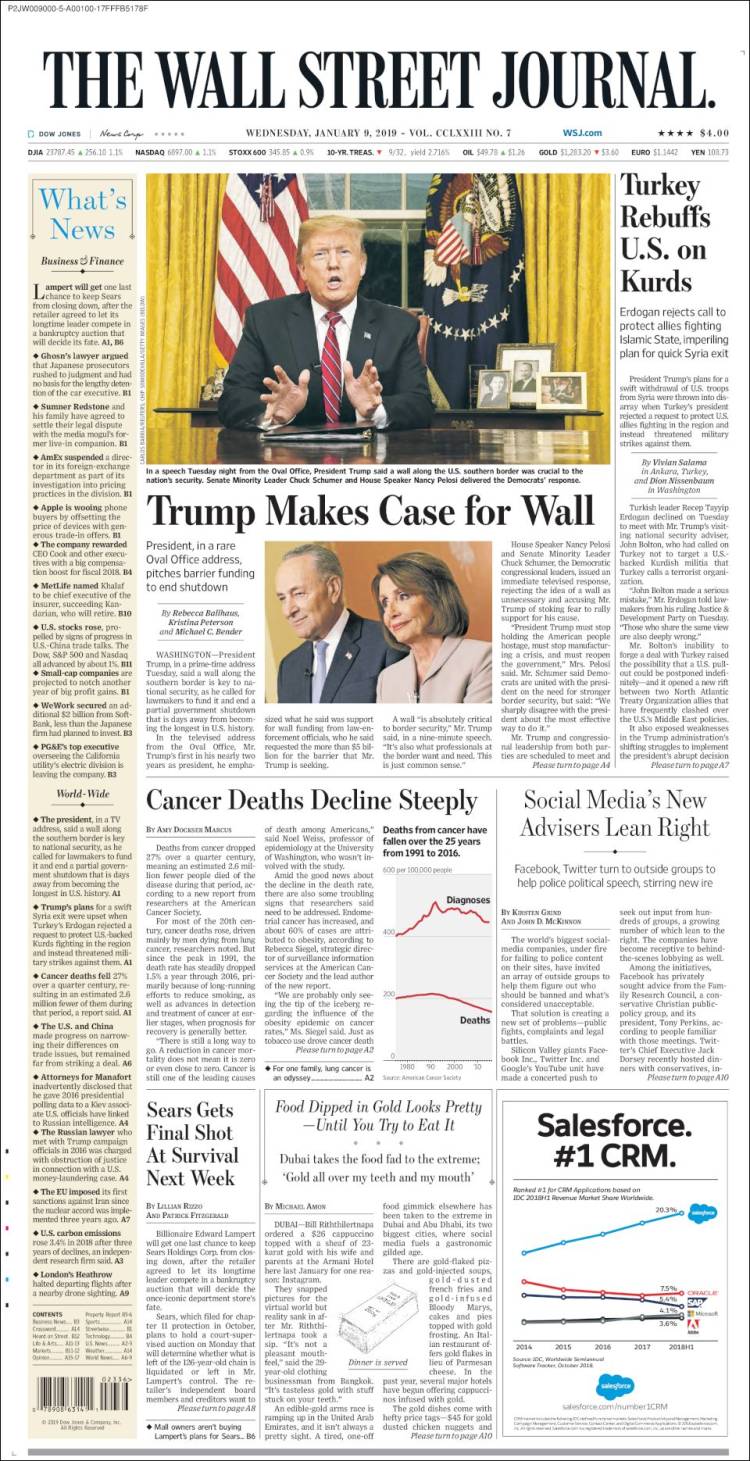 Portada de Wall Street Journal (USA)