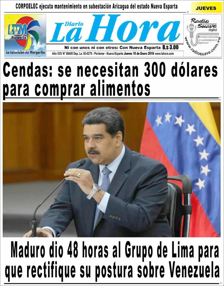Portada de La Hora (Venezuela)