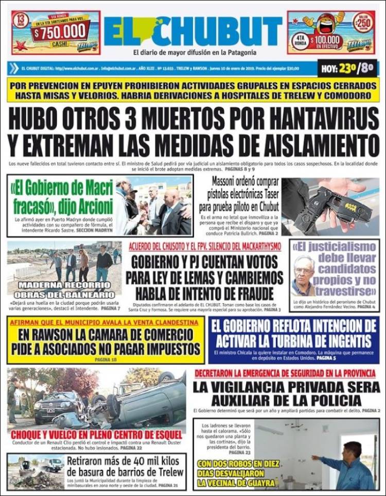 Portada de El Chubut (Argentina)