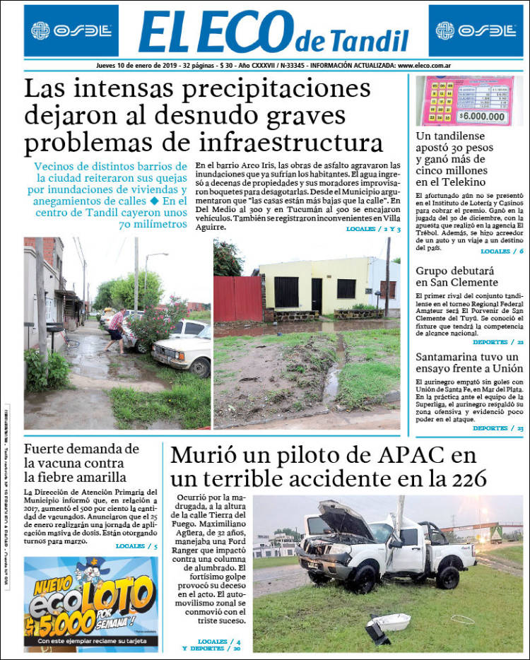 Portada de El Eco de Tandil (Argentina)