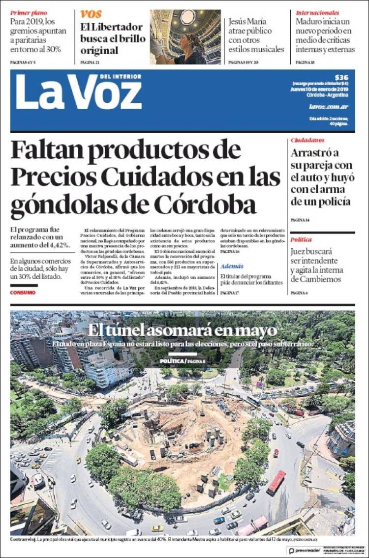 Portada de La Voz del Interior (Argentina)
