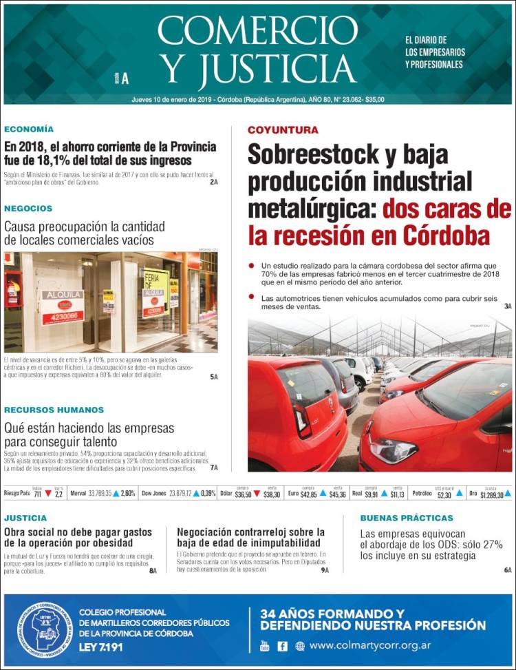 Portada de Comercio y Justicia (Argentina)