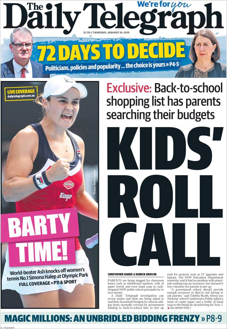 Portada de The Daily Telegraph (Australia)