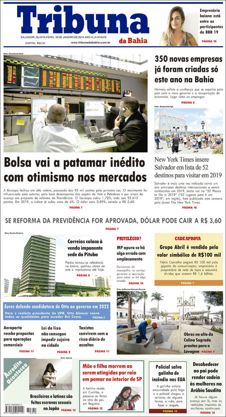 Portada de Tribuna da Bahia (Brasil)