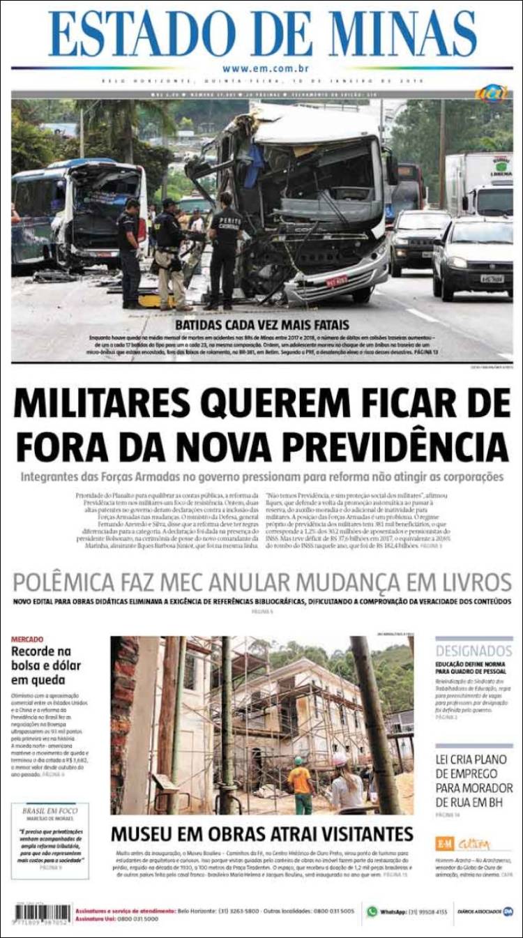 Portada de Jornal Estado de Minas (Brasil)