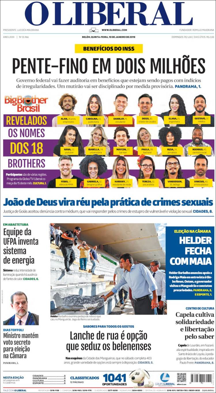 Portada de O Liberal (Brasil)