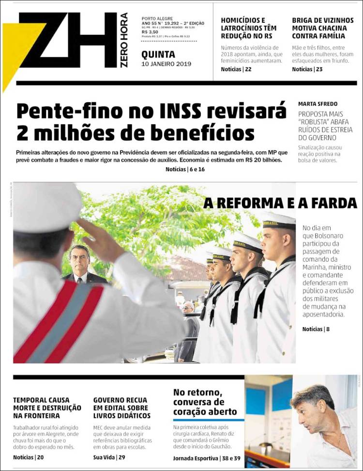 Portada de Zero Hora (Brasil)