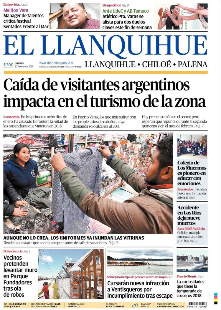 Portada de El Llanquihue (Chile)