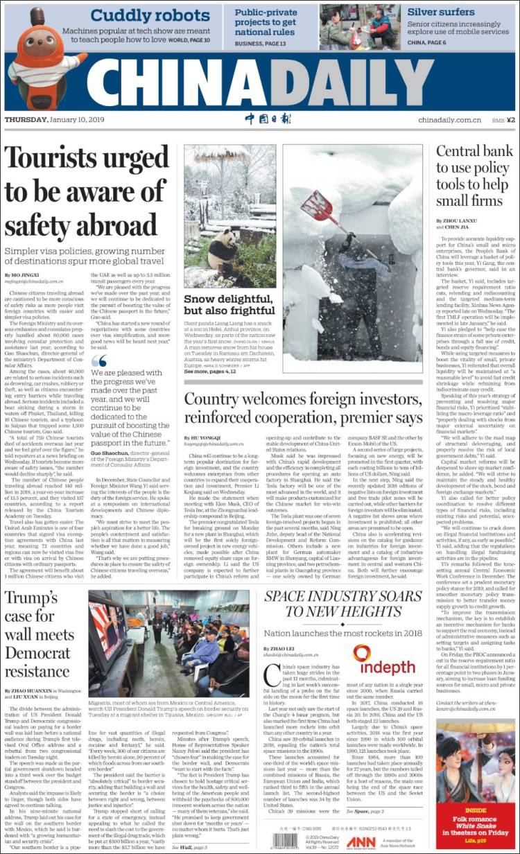 Portada de China Daily (China)