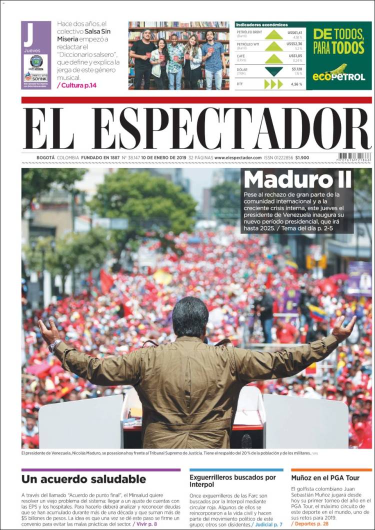 Portada de El Espectador (Colombia)