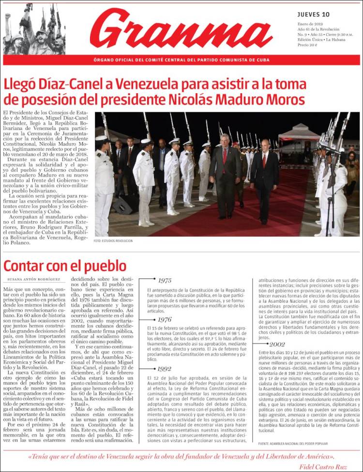 Portada de Granma (Cuba)