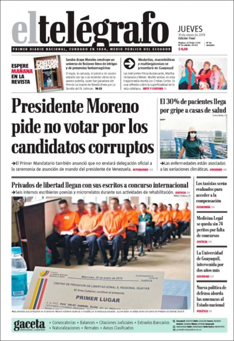 Portada de El Telégrafo (Ecuador)