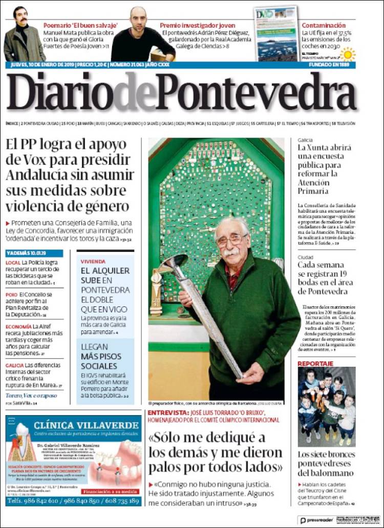 Portada de Diario de Pontevedra (España)