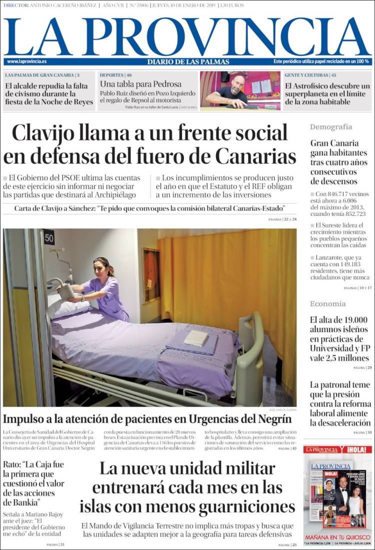 Portada de La Provincia (España)